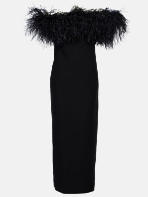 Robe longue à plumes en crêpe Valentino noir