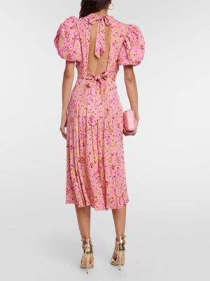 Midi haljina s cvjetnim printom Rotate Birger Christensen ružičasta