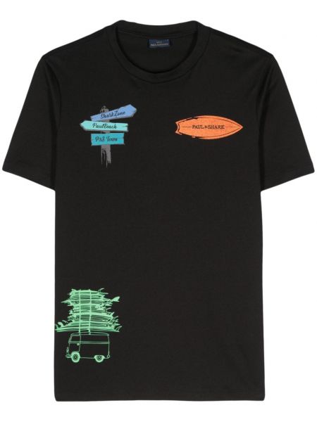 T-shirt en coton à imprimé Paul & Shark noir