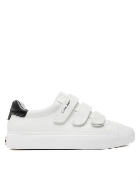 Sneakerși cu velcro slip-on Calvin Klein alb