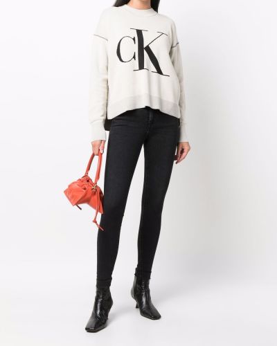 Jersey de punto con estampado de tela jersey Calvin Klein Jeans