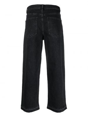Bavlněné straight fit džíny s vysokým pasem Theory černé