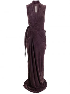 Sukienka wieczorowa z dekoltem w serek drapowana Rick Owens fioletowa