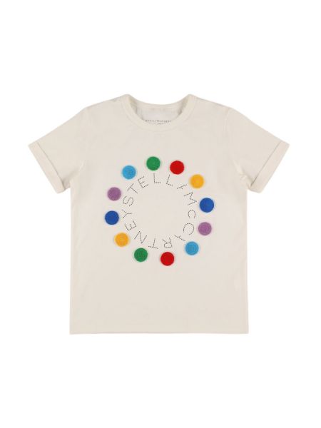 Jersey trykt bomull t-skjorte for jenter Stella Mccartney Kids hvit