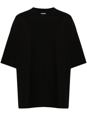 Βαμβακερή μπλούζα με στρογγυλή λαιμόκοψη Dries Van Noten μαύρο