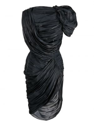 Plisēti midi kleita ar drapējumu Versace melns