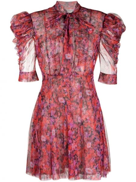 Svilena obleka s cvetličnim vzorcem s potiskom Philosophy Di Lorenzo Serafini rdeča