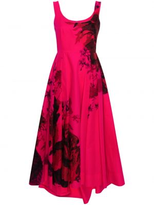 Dolga obleka s cvetličnim vzorcem s potiskom Erdem roza