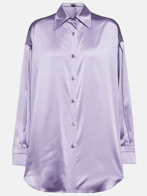 Hodvábna saténová košeľa Tom Ford fialová
