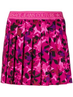 Džínová sukně s potiskem s abstraktním vzorem Versace Jeans Couture růžové