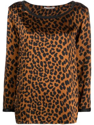 Bluză de mătase cu imagine cu model leopard Yves Saint Laurent Pre-owned