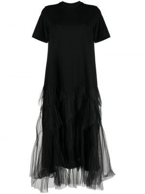 Βαμβακερή μίντι φόρεμα από τούλι Jnby μαύρο
