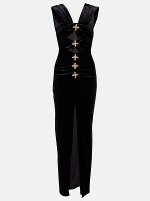Aksamitna sukienka długa Self-portrait czarna