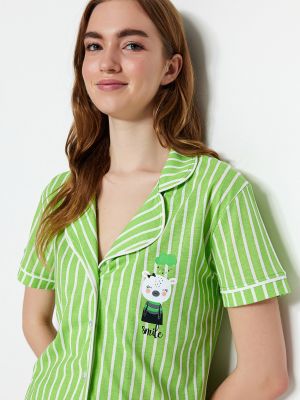 Pijamale cu dungi Trendyol verde