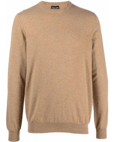 Jersey de cachemir de tela jersey con estampado de cachemira Giorgio Armani marrón