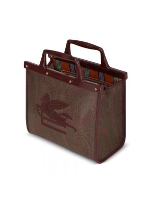 Haftowana torebka z nadrukiem z wzorem paisley Etro brązowa