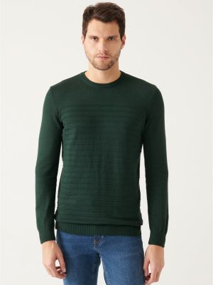 Bavlnený priliehavý sveter Avva zelená