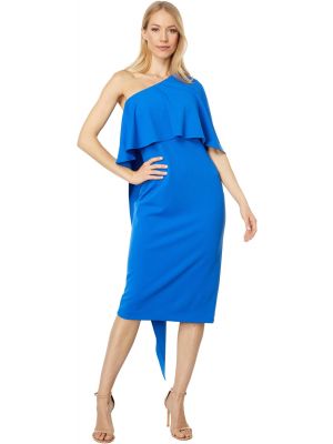 Платье с драпировкой Badgley Mischka синее