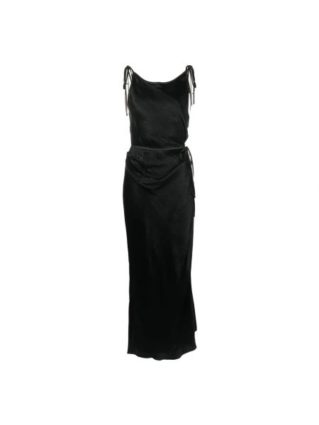 Satynowa sukienka długa Acne Studios czarna