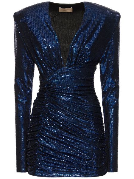 Drapované mini šaty s výstřihem do v Alexandre Vauthier modré