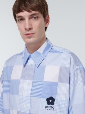 Oversize памучна риза Kenzo синьо