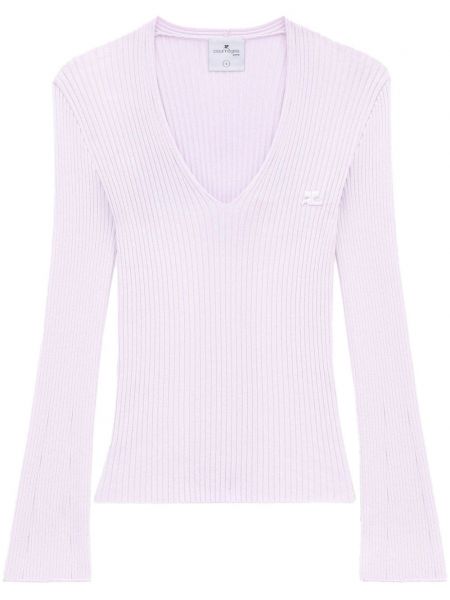 Дълъг пуловер с v-образно деколте Courreges розово