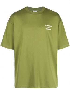 Памучна тениска с принт Drôle De Monsieur зелено