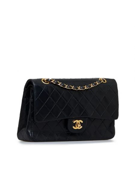 Bolso mediano de cuero retro Chanel Vintage negro