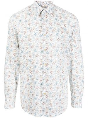Kvetinová bavlnená košeľa s potlačou Paul Smith biela