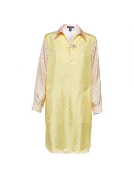 Jedwabna sukienka Louis Vuitton Vintage żółta