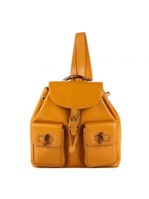 Plecak skórzany Gucci Vintage żółty