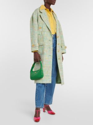 Tvídový vlněný kabát Gucci zelený