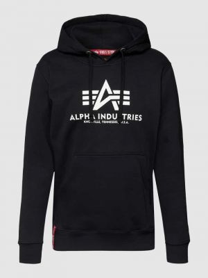 Bluza z kapturem z nadrukiem Alpha Industries czarna