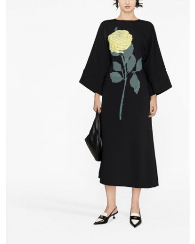 Robe de soirée à fleurs Bernadette noir