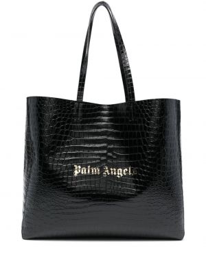 Кожени шопинг чанта с принт Palm Angels