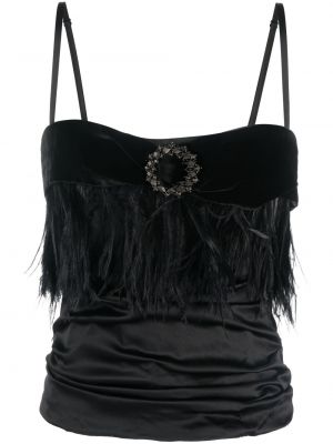 Top brez rokavov s perjem Dolce & Gabbana Pre-owned črna