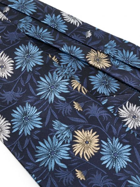 Žakárová květinová hedvábná kravata Paul Smith modrá