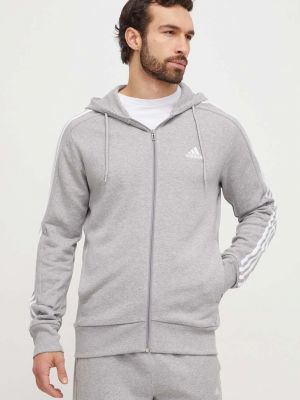 Bavlněná mikina s kapucí Adidas šedá