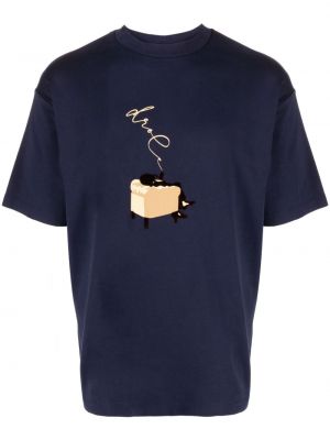 Bavlnené tričko s potlačou Drôle De Monsieur modrá