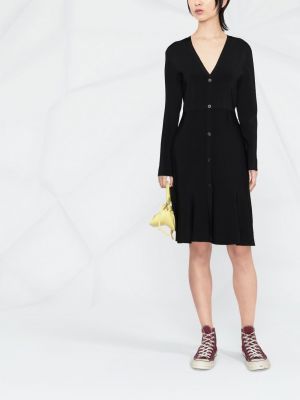 Pletené šaty s knoflíky Karl Lagerfeld černé