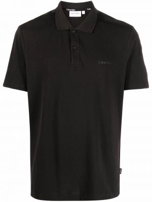 Поло тениска с принт Calvin Klein черно