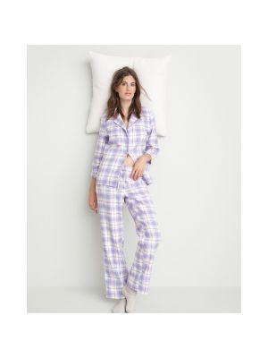Pijama a cuadros con estampado de franela La Redoute Collections violeta