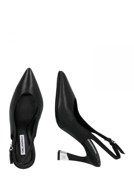 Полуотворени обувки с ток с отворена пета Karl Lagerfeld черно