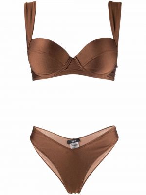 Bikini di raso Noire Swimwear marrone