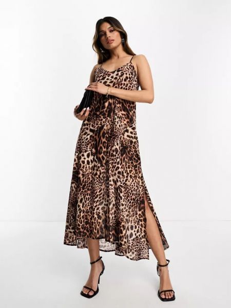 Леопардовое длинное платье с принтом Allsaints