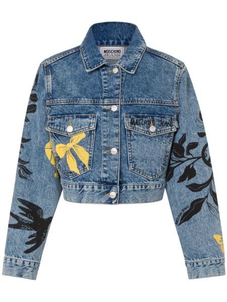 Dlhá bunda s potlačou Moschino Jeans modrá