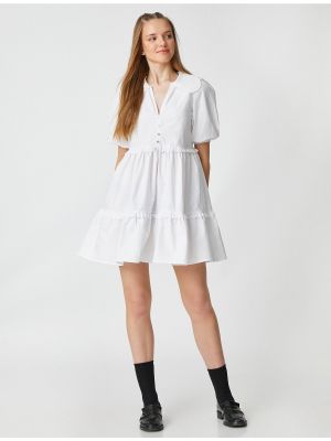 Mini haljina s gumbima s balon rukavima Koton bijela