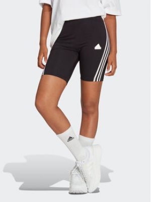 Pruhované slim fit cyklistické šortky Adidas černé