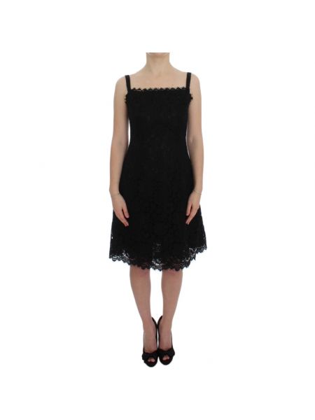 Sukienka midi w kwiatki koronkowa Dolce And Gabbana czarna