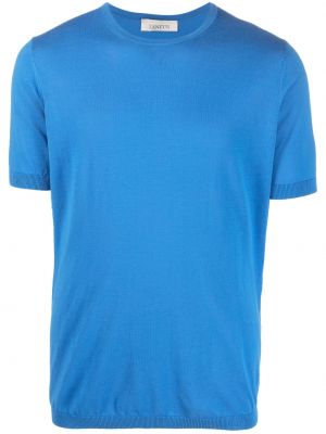 Jedwabna koszulka bawełniana Laneus niebieska